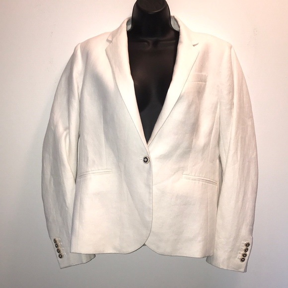 J. CREW Campbell White Linen Blazer~Jacket~sz 12~ - Picture 2 of 8